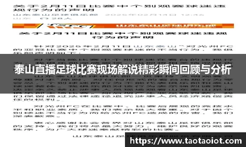 泰山直播足球比赛现场解说精彩瞬间回顾与分析